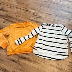 SHEIN Orange Sweatshirt and Striped Black & White  lot of 2